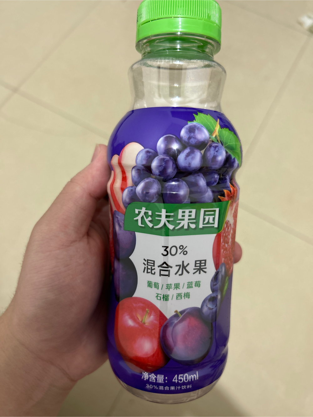 农夫果园 50%混合果蔬汁饮料500ml(葡萄+蓝莓+桑葚+樱桃李+苹果+紫胡萝卜)