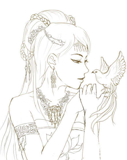 新的三张绘图练习古装女异域舞娘同学画像